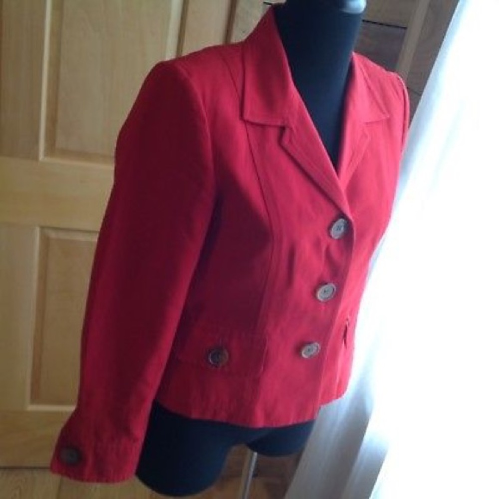 Red Linen Blend Blazer 6 Talbot's Suit Jacket